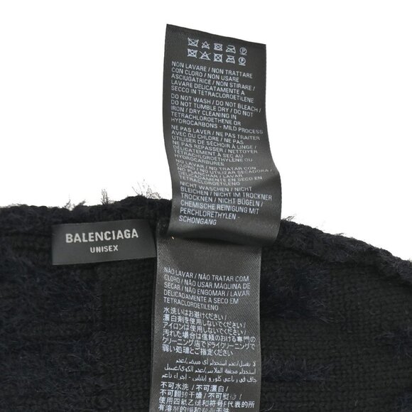 BALENCIAGA LOGO Knit Cap Onesize 55/61 Nylon Wool Fur Black 66RL700 main image 5